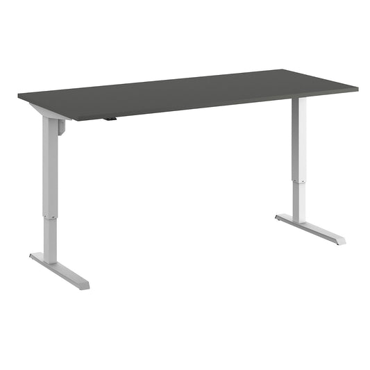 Venla desk, electrically height adjustable, straight, WxD 1800 x 800 mm, dark grey/white.