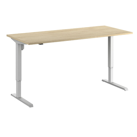 Venla desk, electrically height adjustable, straight, WxD 1800 x 800 mm, oak/white.