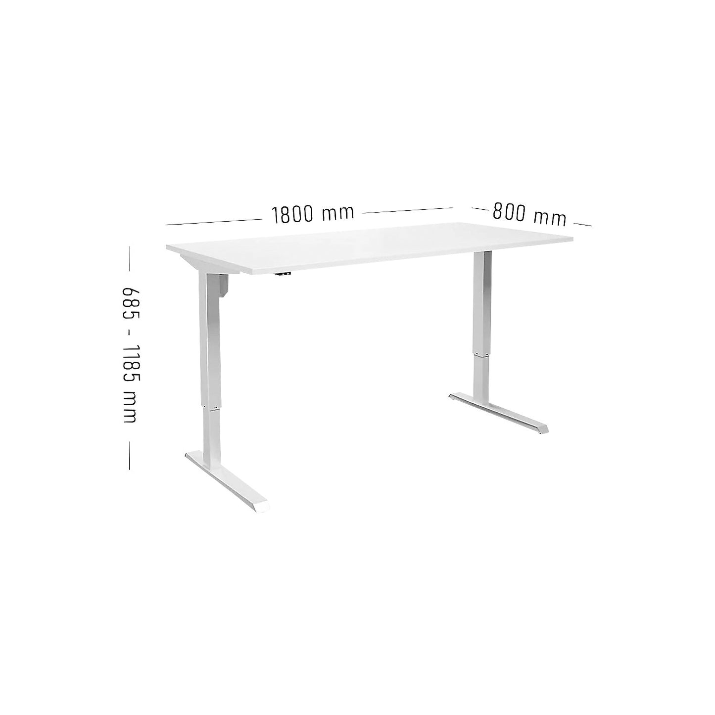 Venla desk, electrically height adjustable, straight, WxD 1800 x 800 mm, white/white.