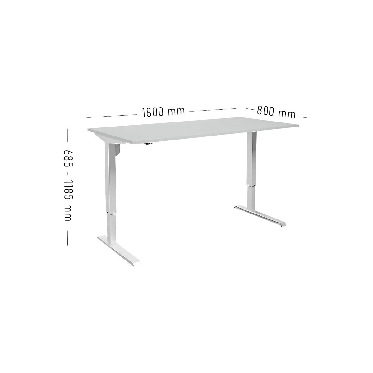 Venla desk, electrically height adjustable, straight, WxD 1800 x 800 mm, light grey/white.