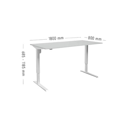 Venla desk, electrically height adjustable, straight, WxD 1800 x 800 mm, light grey/white.