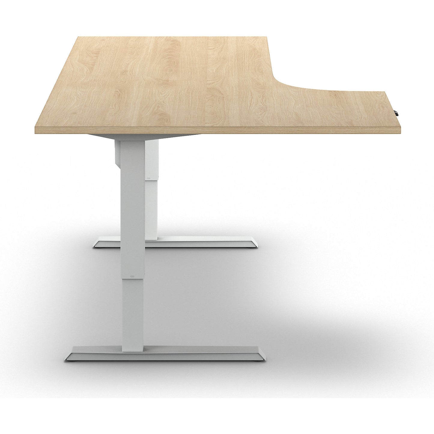Venla desk, electrically height adjustable, corner, WxD 1800 x 1200 mm, oak/white, left.
