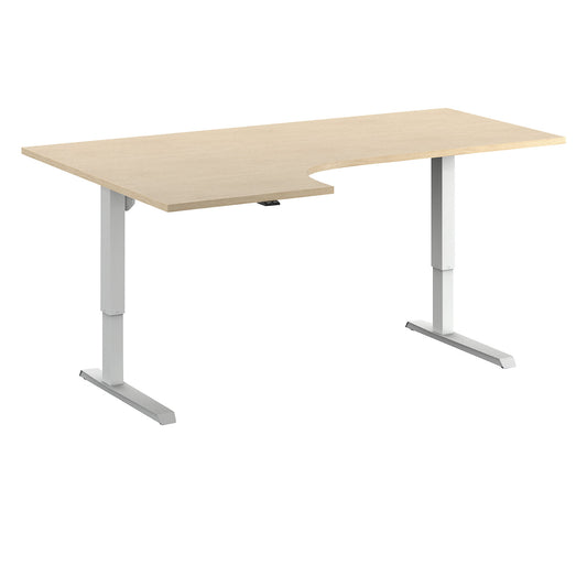 Venla desk, electrically height adjustable, corner, WxD 1800 x 1200 mm, birch/white, left.