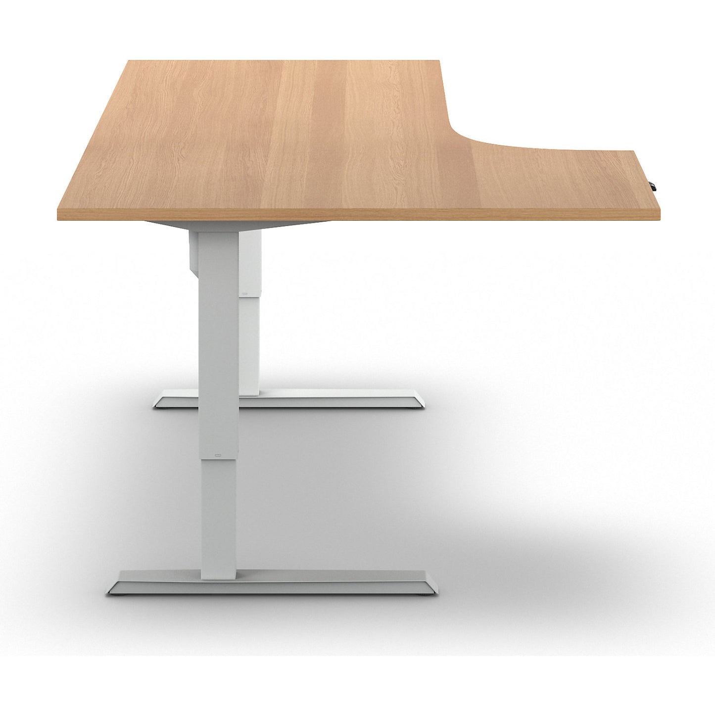 Venla desk, electrically height adjustable, corner, WxD 1800 x 1200 mm, beech/white, left.