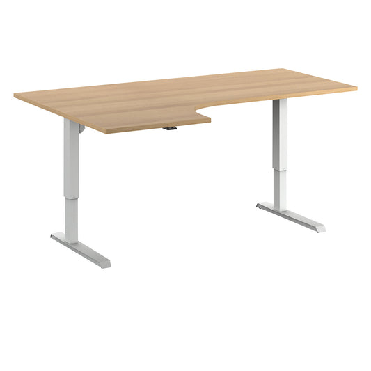 Venla desk, electrically height adjustable, corner, WxD 1800 x 1200 mm, beech/white, left.