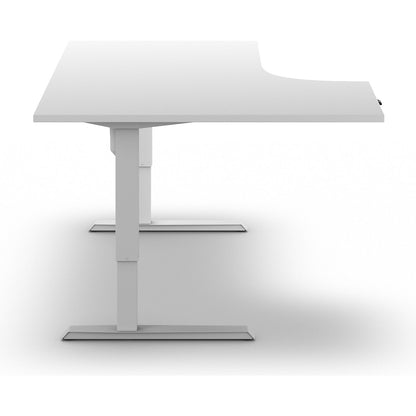 Venla desk, electrically height adjustable, corner, WxD 1800 x 1200 mm, white/white, left.