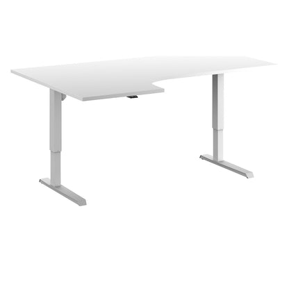 Venla desk, electrically height adjustable, corner, WxD 1800 x 1200 mm, white/white, left.
