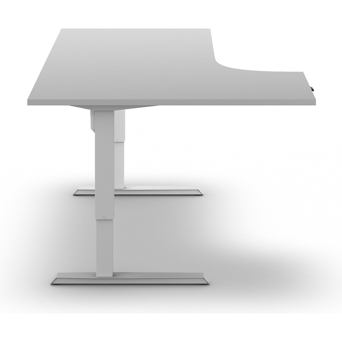 Venla desk, electrically height adjustable, corner, WxD 1800 x 1200 mm, light grey/white, left.
