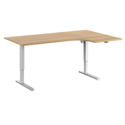 Venla desk, electrically height adjustable, corner, WxD 1800 x 1200 mm, beech/white, right.