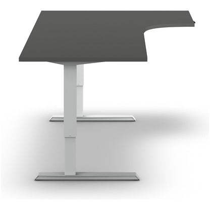 Venla desk, electrically height adjustable, corner, WxD 1800 x 1200 mm, dark grey/white, right.