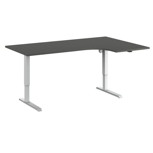 Venla desk, electrically height adjustable, corner, WxD 1800 x 1200 mm, dark grey/white, right.