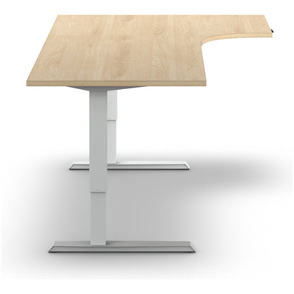 Venla desk, electrically height adjustable, corner, WxD 1800 x 1200 mm, oak/white, right.