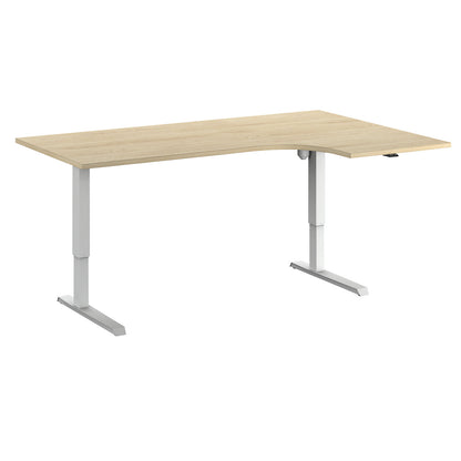 Venla desk, electrically height adjustable, corner, WxD 1800 x 1200 mm, oak/white, right.