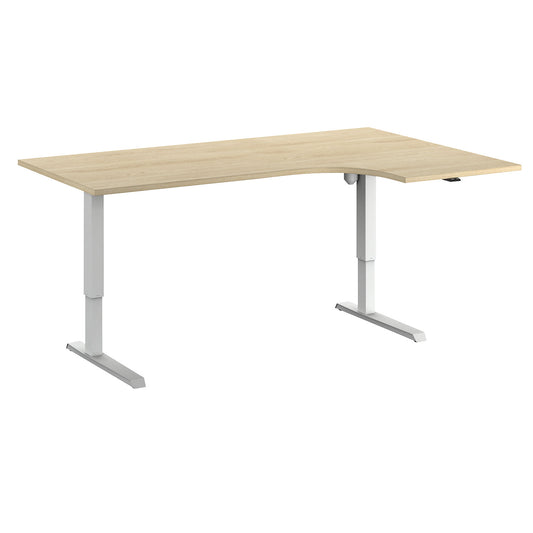 Venla desk, electrically height adjustable, corner, WxD 1800 x 1200 mm, oak/white, right.