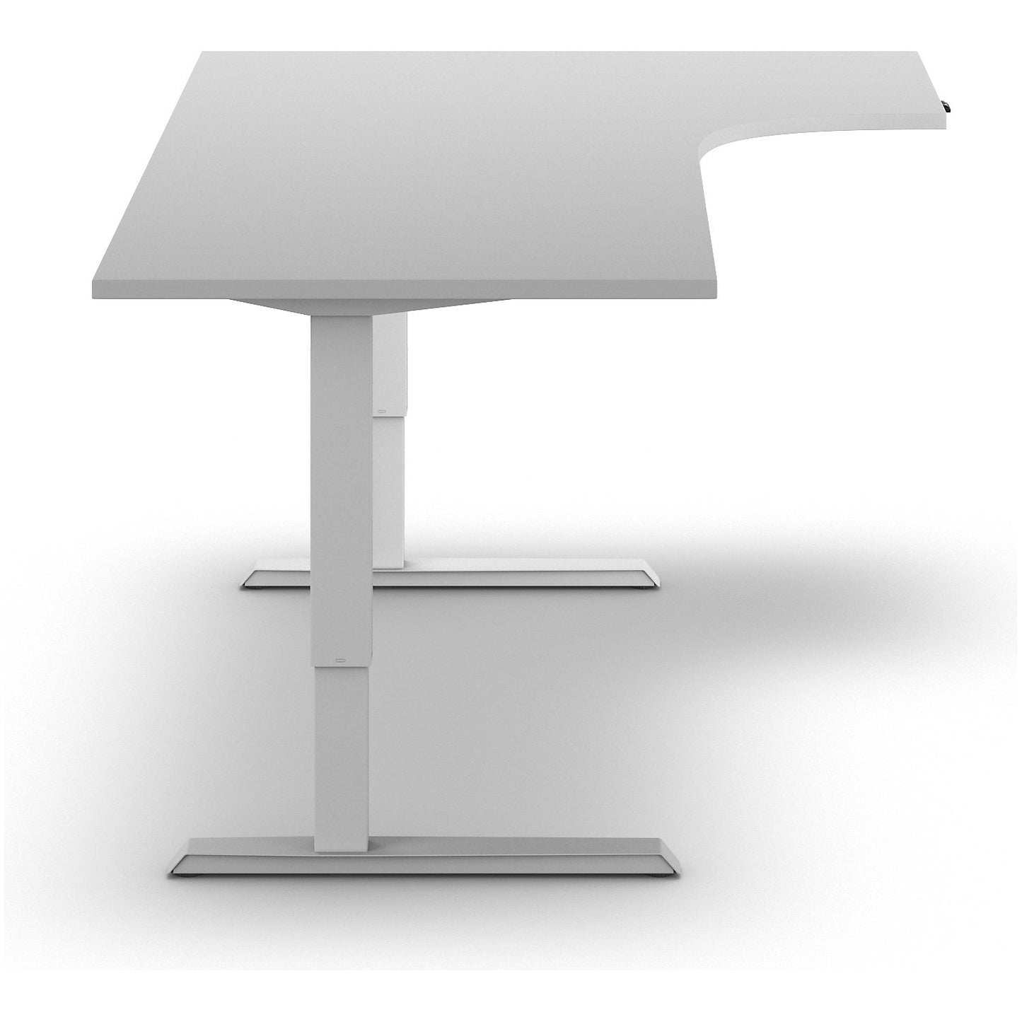 Venla desk, electrically height adjustable, corner, WxD 1800 x 1200 mm, light grey/white, right.