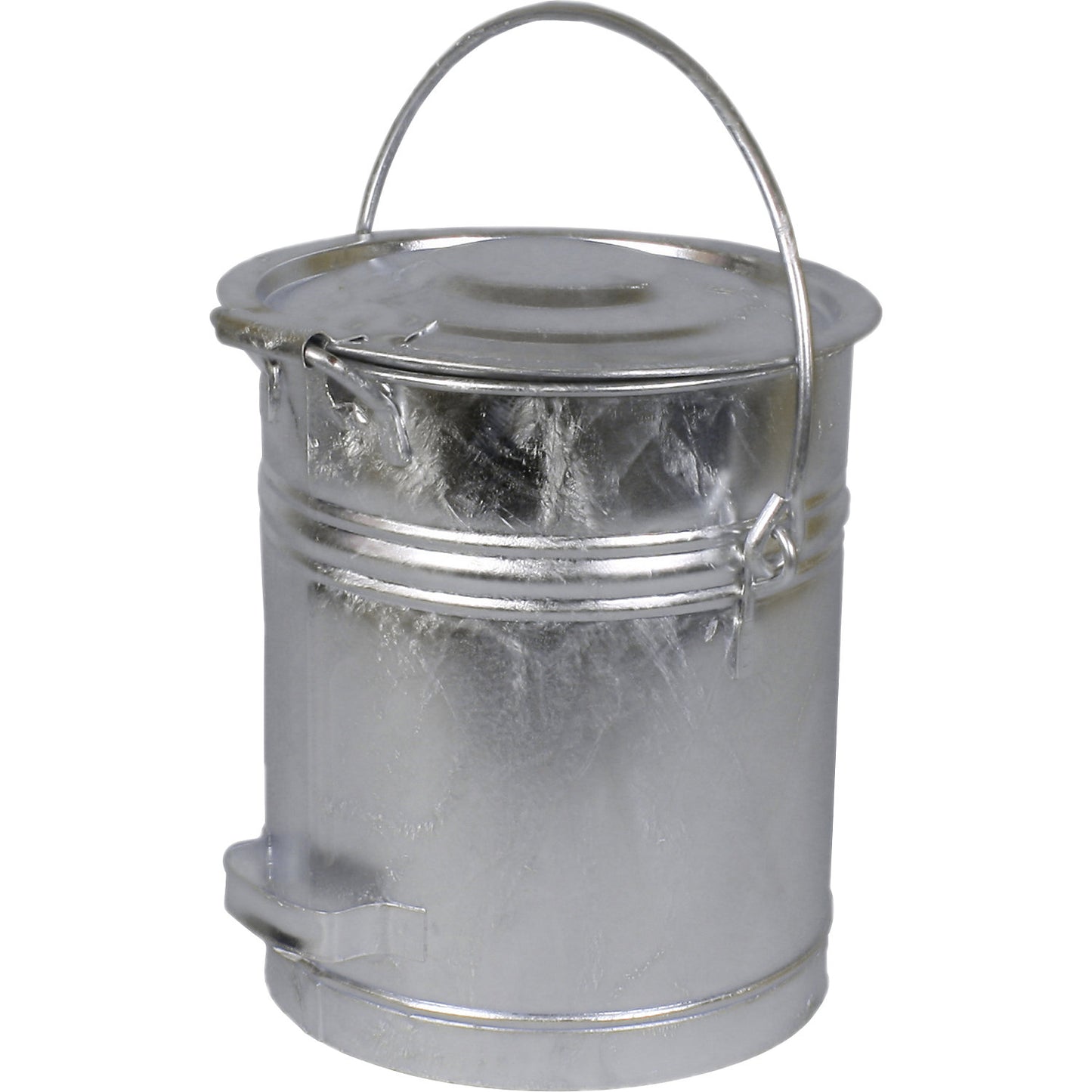 Bucket with hinged lid, made of sheet steel, capacity 20 l, H x Ø 340 x 280 mm, 1+ items.