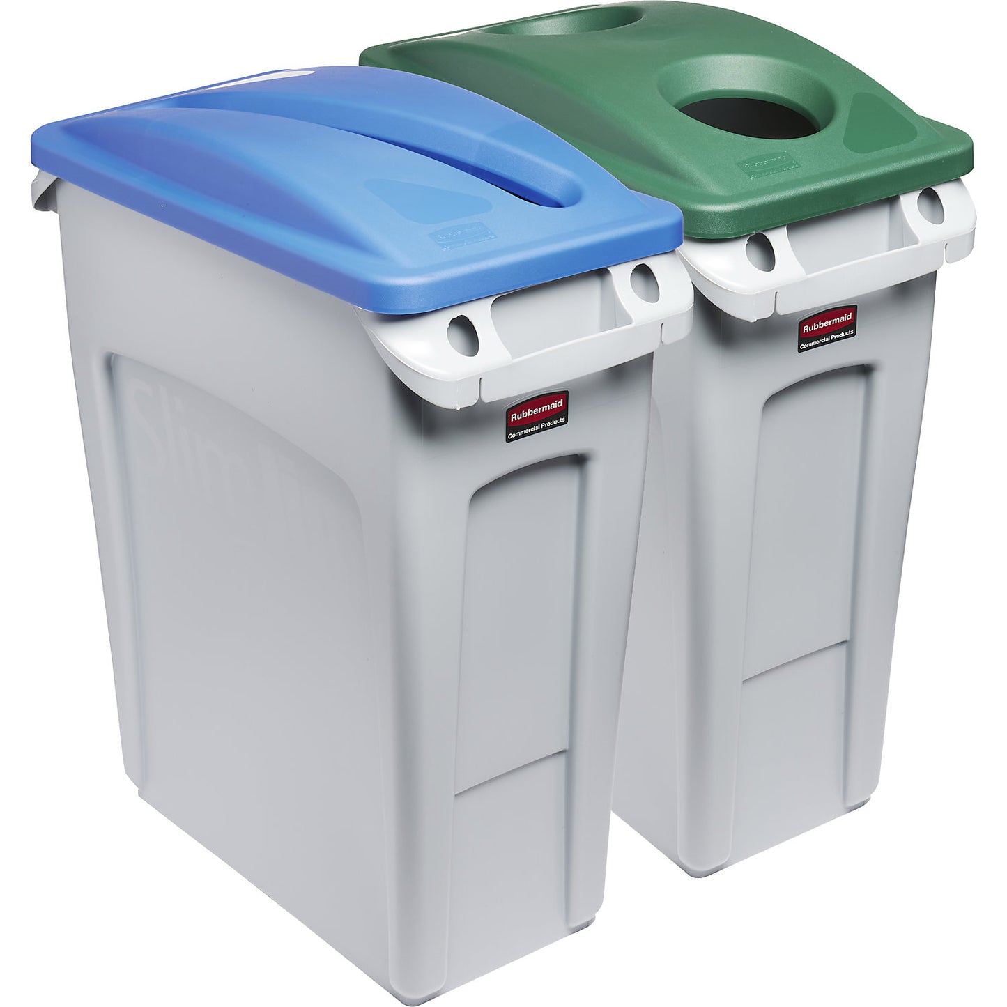 SLIM JIM® recyclable waste collection station, set of 2, 2 x 60 l, paper/bottle insert, grey.