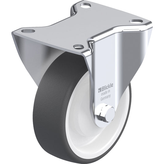 B-POTH fixed sheet steel castor, wheel Ø x width 100 x 35 mm, max. load 250 kg.