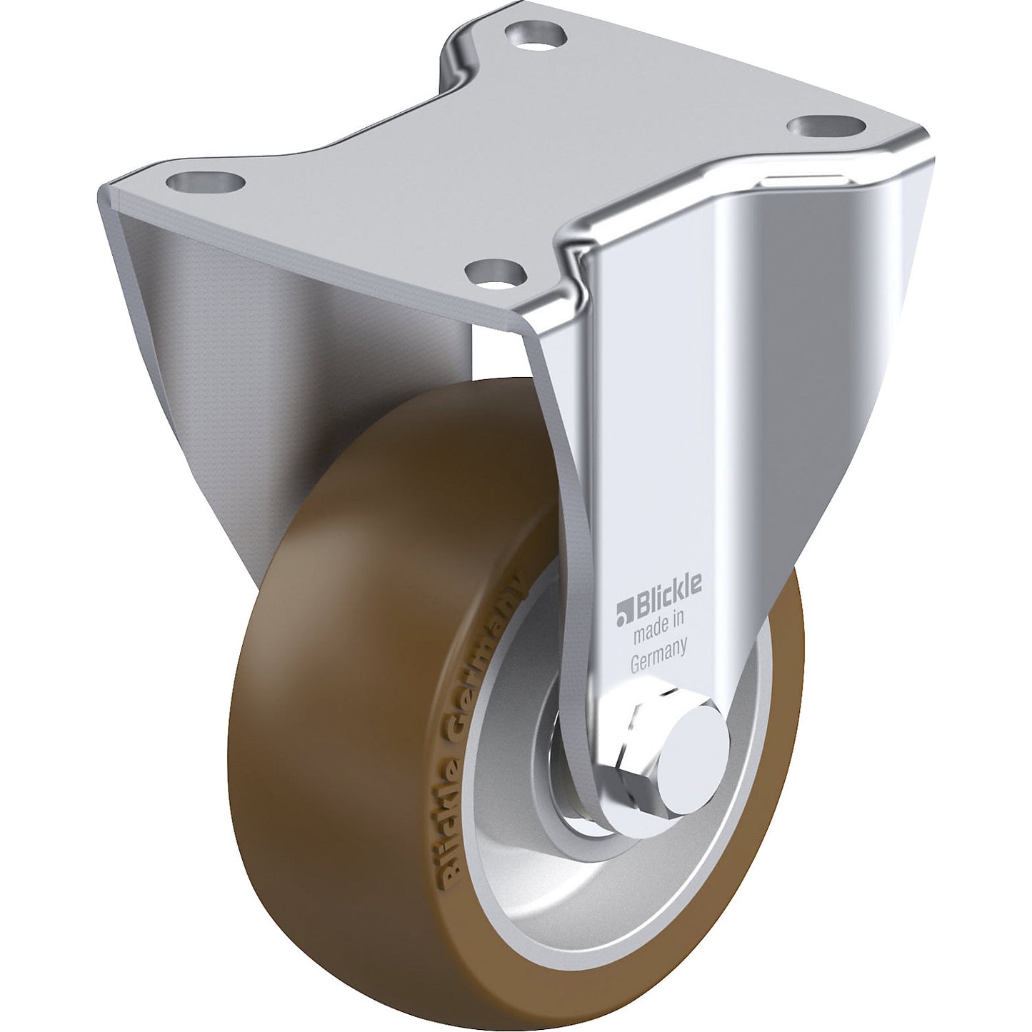 BH-ALB fixed sheet steel castor, wheel Ø 100 mm, max. load 400 kg, plate dimensions 100 x 85 mm.
