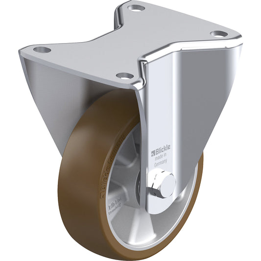 BH-ALB fixed sheet steel castor, wheel Ø 125 mm, max. load 550 kg, plate dimensions 140 x 110 mm.