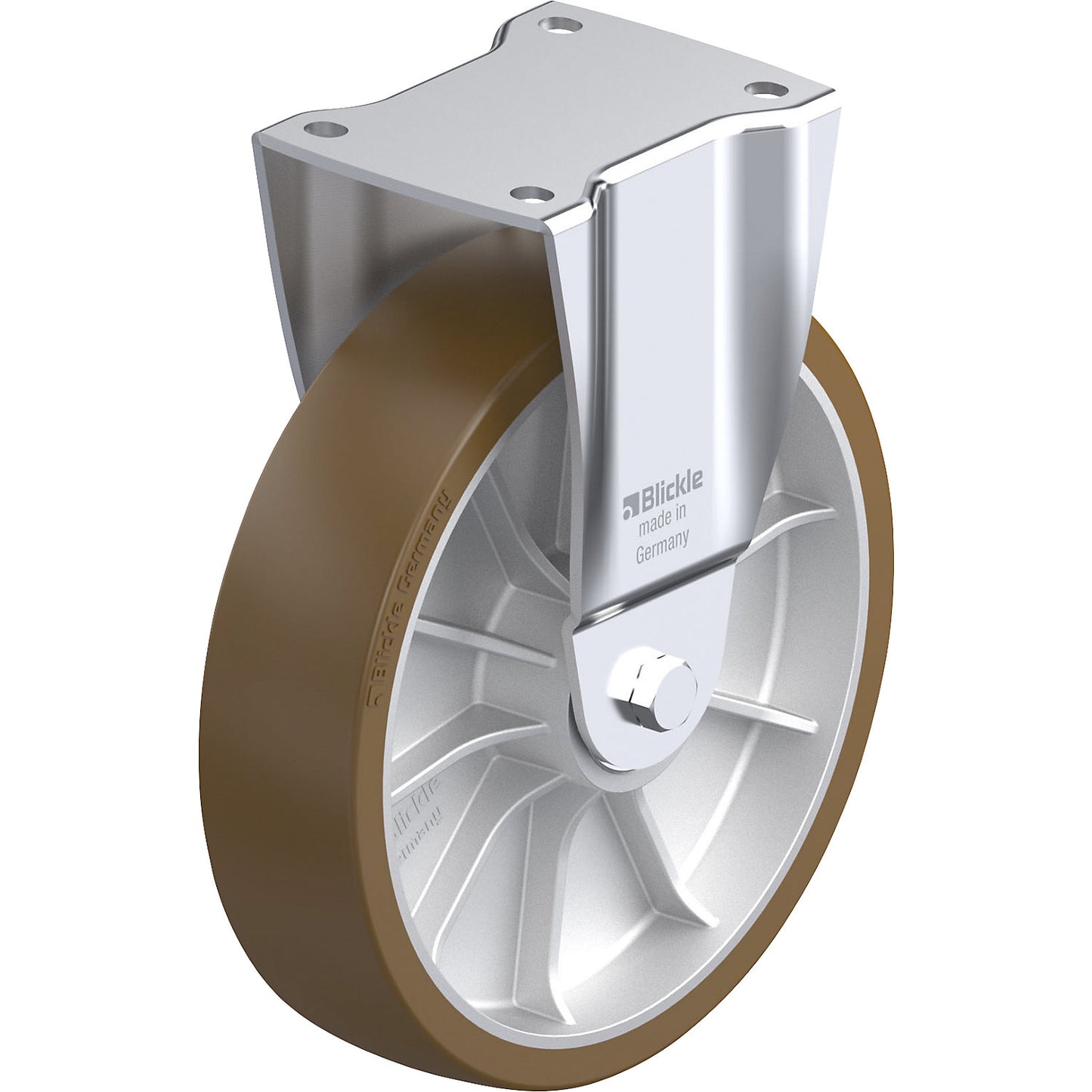 BH-ALB fixed sheet steel castor, wheel Ø x width 250 x 60 mm, max. load 900 kg.