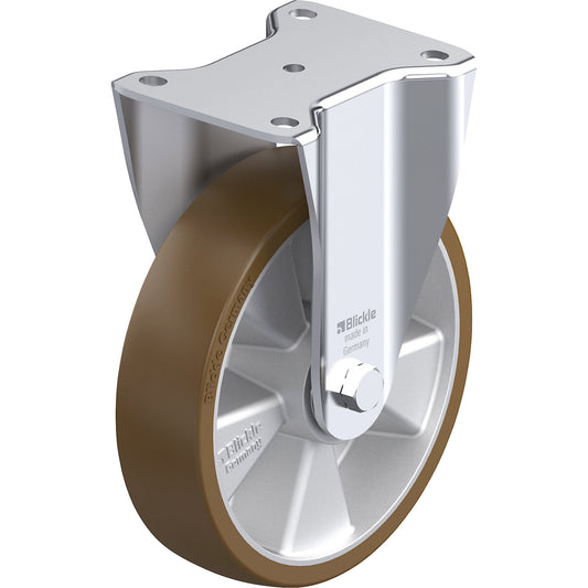BH-ALB fixed sheet steel castor, wheel Ø x width 200 x 50 mm, max. load 800 kg.