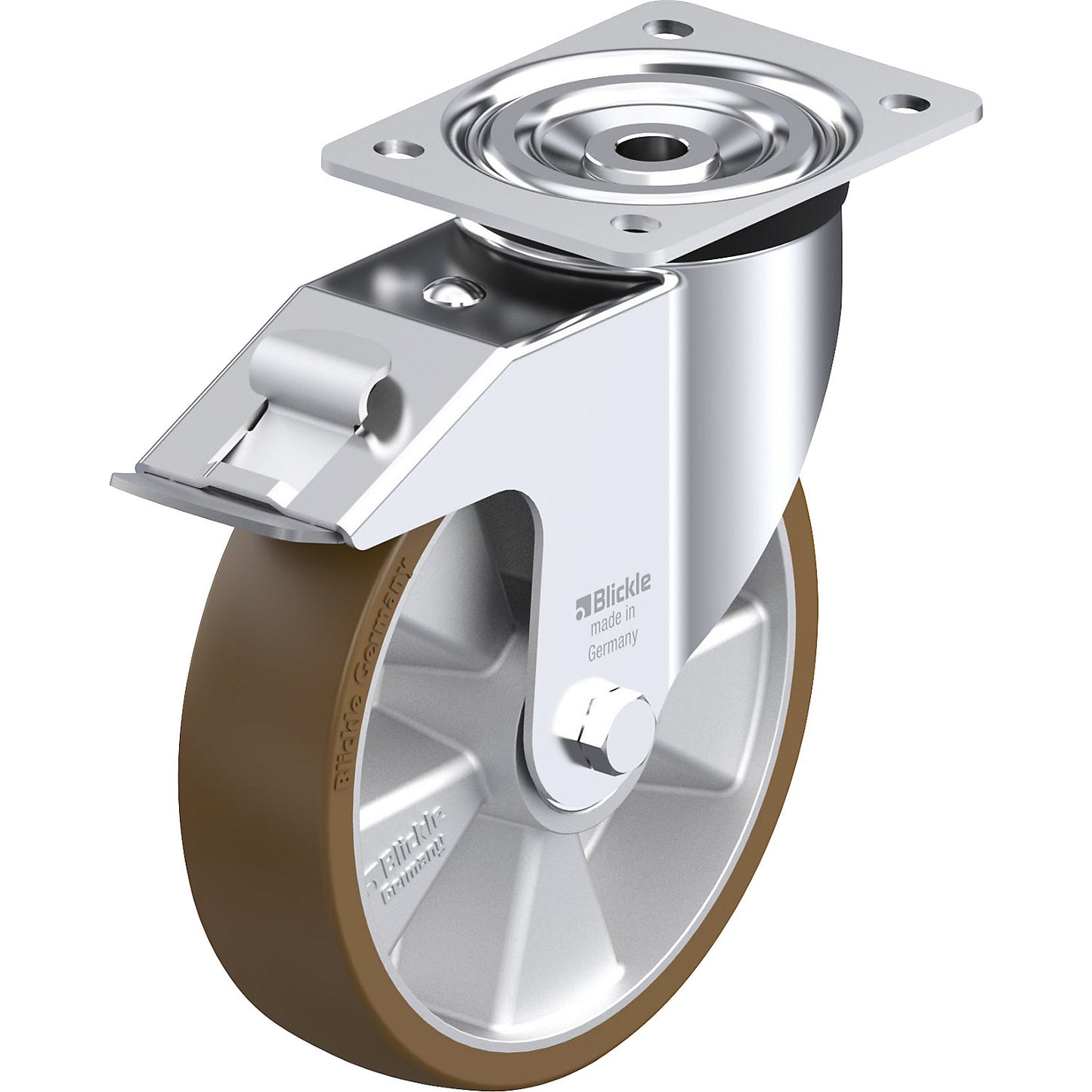 L-ALB-FI sheet steel swivel castor, wheel Ø x width 200 x 50 mm, max. load 400 kg.