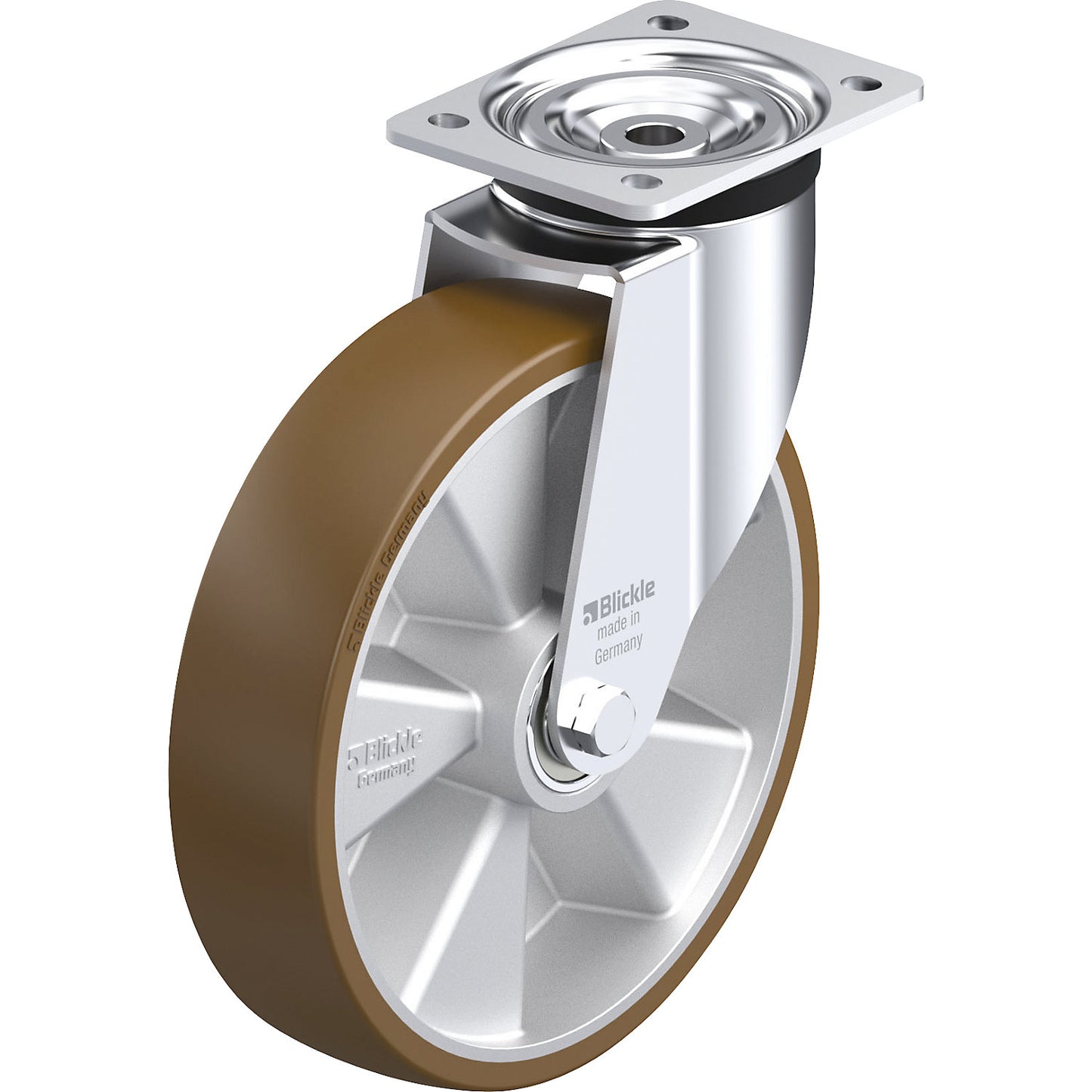 L-ALB sheet steel swivel castor, wheel Ø x width 250 x 60 mm, max. load 500 kg.