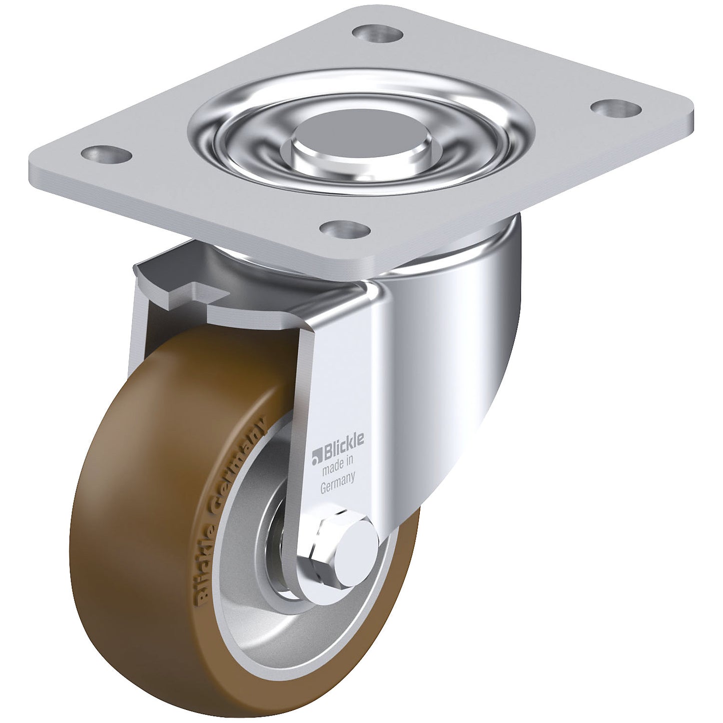LH-ALB sheet steel swivel castor, wheel Ø 100 mm, max. load 400 kg, plate dimensions 140 x 110 mm.