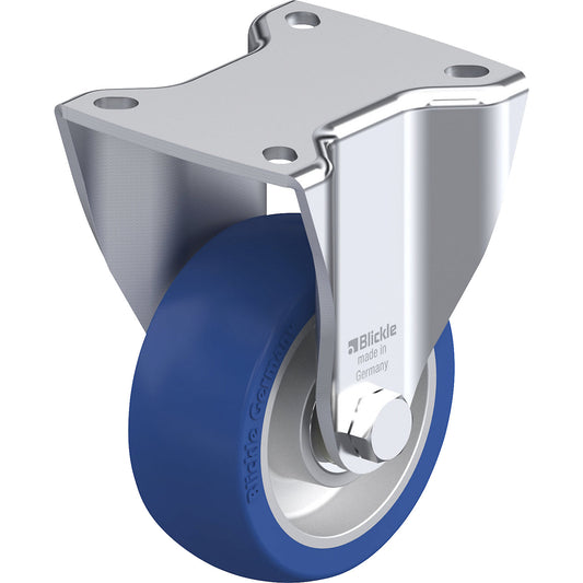 BH-ALBS fixed sheet steel castor, wheel Ø 100 mm, max. load 320 kg, plate dimensions 100 x 85 mm.