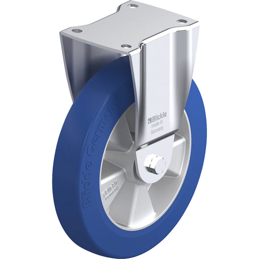 BH-ALBS fixed sheet steel castor, wheel Ø 250 mm, max. load 850 kg, plate dimensions 140 x 110 mm.