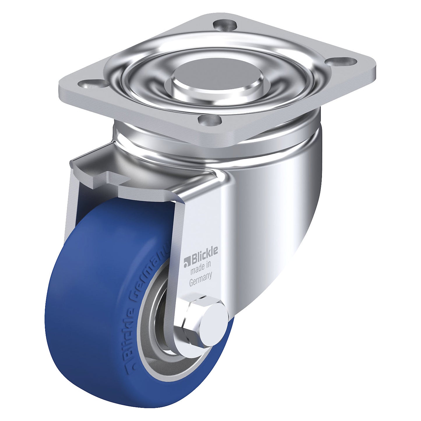LH-ALBS sheet steel swivel castor, wheel Ø 80 mm, max. load 230 kg, plate dimensions 100 x 85 mm.