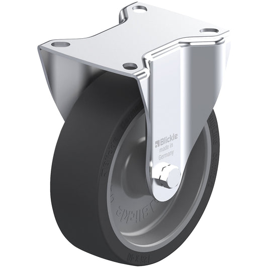 B-POSI fixed sheet steel castor, wheel Ø x width 125 x 40 mm, max. load 120 kg.