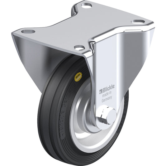 B-RD 100R fixed sheet steel castor, wheel Ø x width 100 x 30 mm, max. load 100 kg.