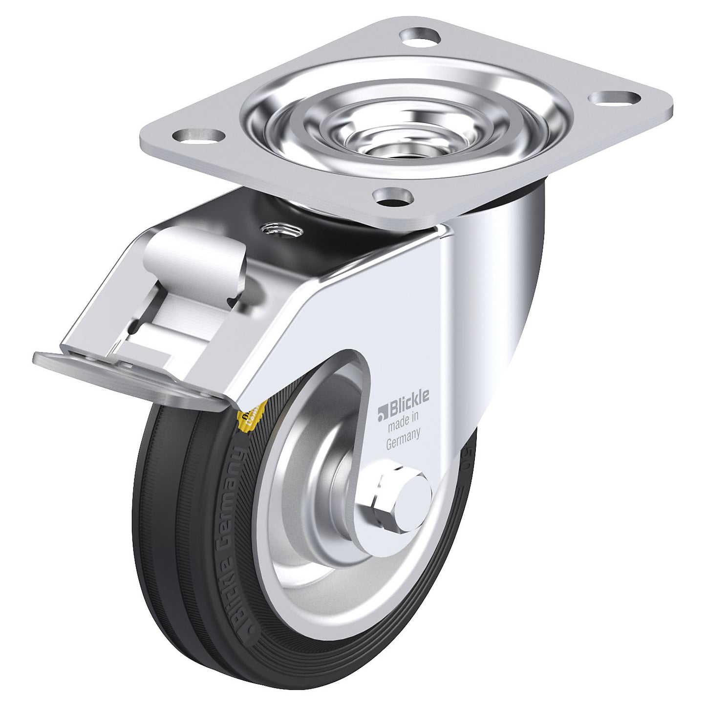 L-RD 100R-FI sheet steel swivel castor, wheel Ø x width 100 x 30 mm, max. load 100 kg.
