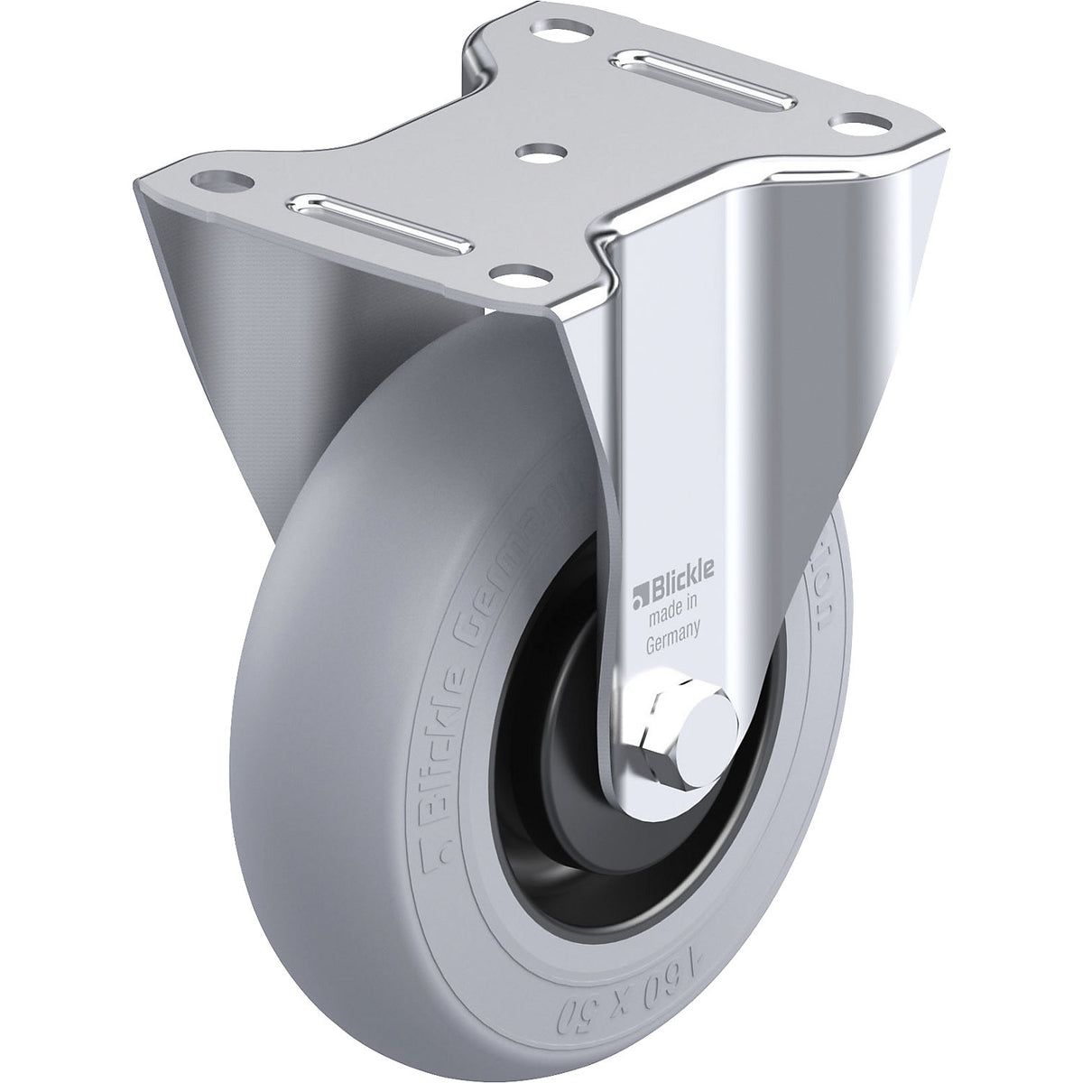 Sheet steel fixed castor B-POES, wheel Ø x width 160 x 50 mm, max. load 300 kg.