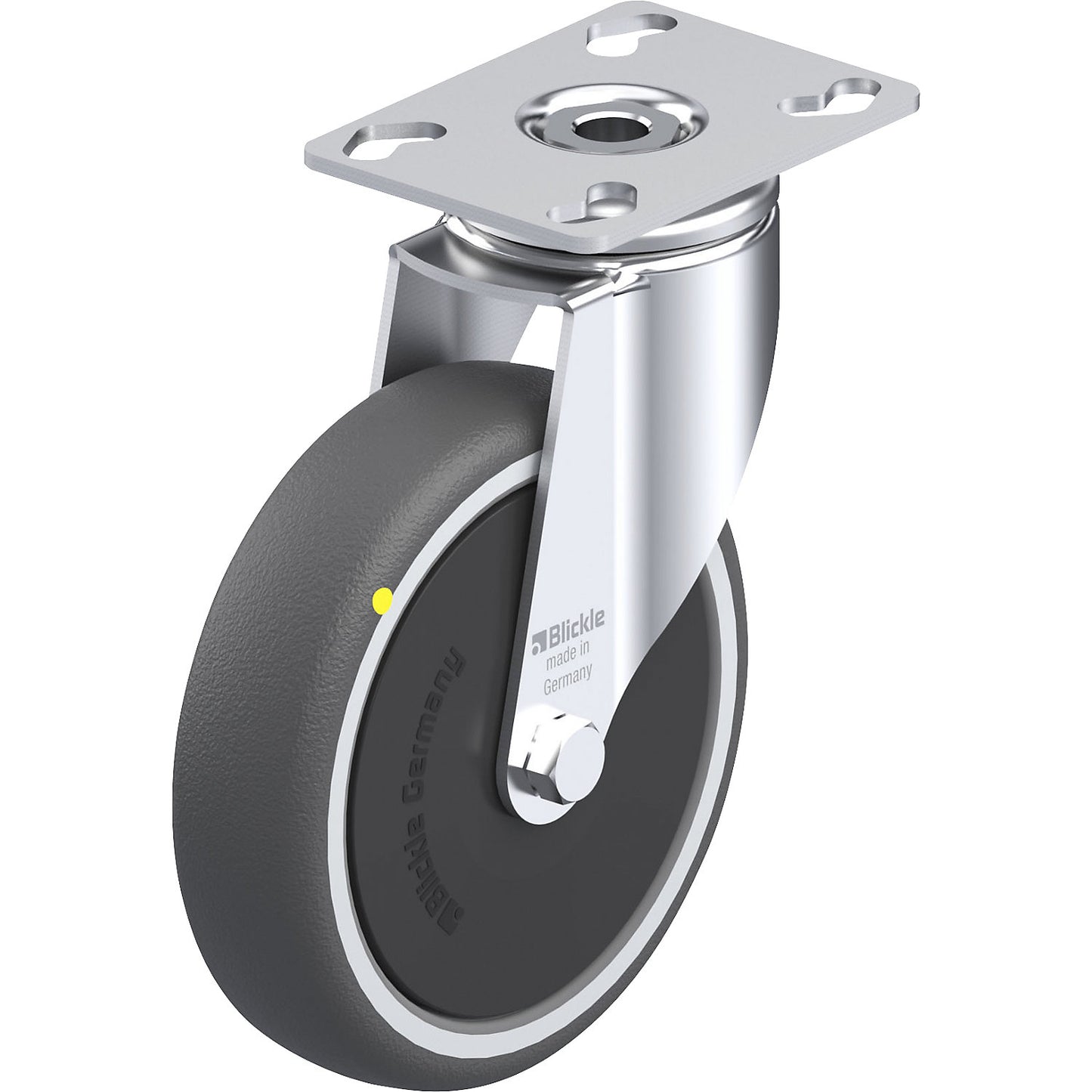 LKPA-PATH-ELS light duty swivel castor, max. load 120 kg, wheel Ø 125 mm, overall height 161 mm.