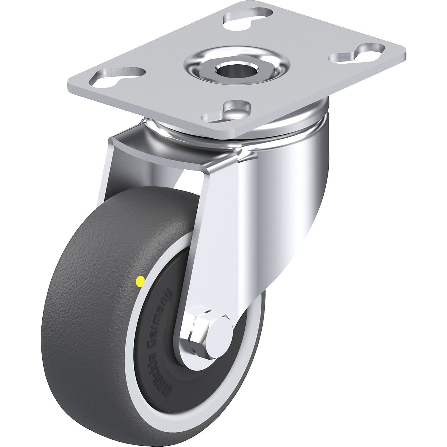 LKPA-PATH-ELS light duty swivel castor, max. load 100 kg, wheel Ø 80 mm, overall height 111 mm.