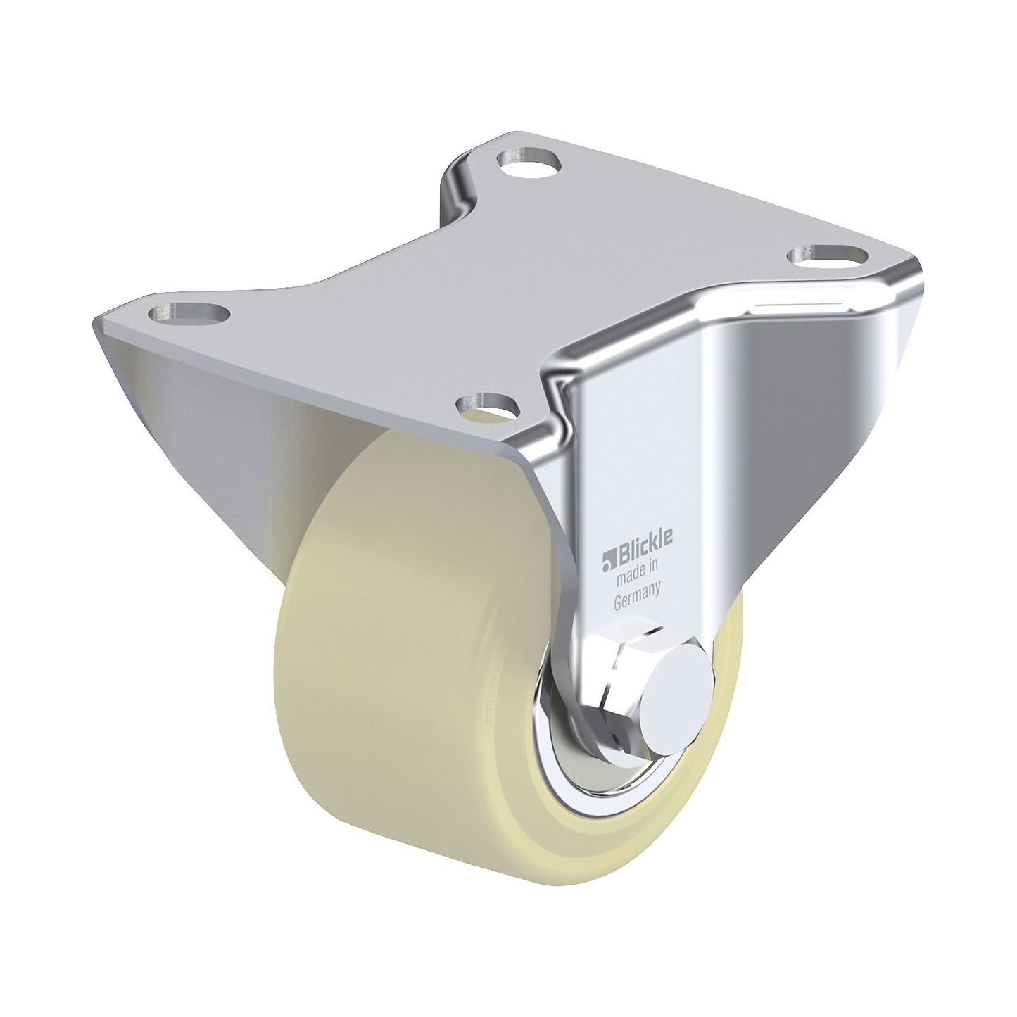 BK-GSPO 65K fixed sheet steel castor, wheel Ø x width 65 x 40 mm, max. load 350 kg.
