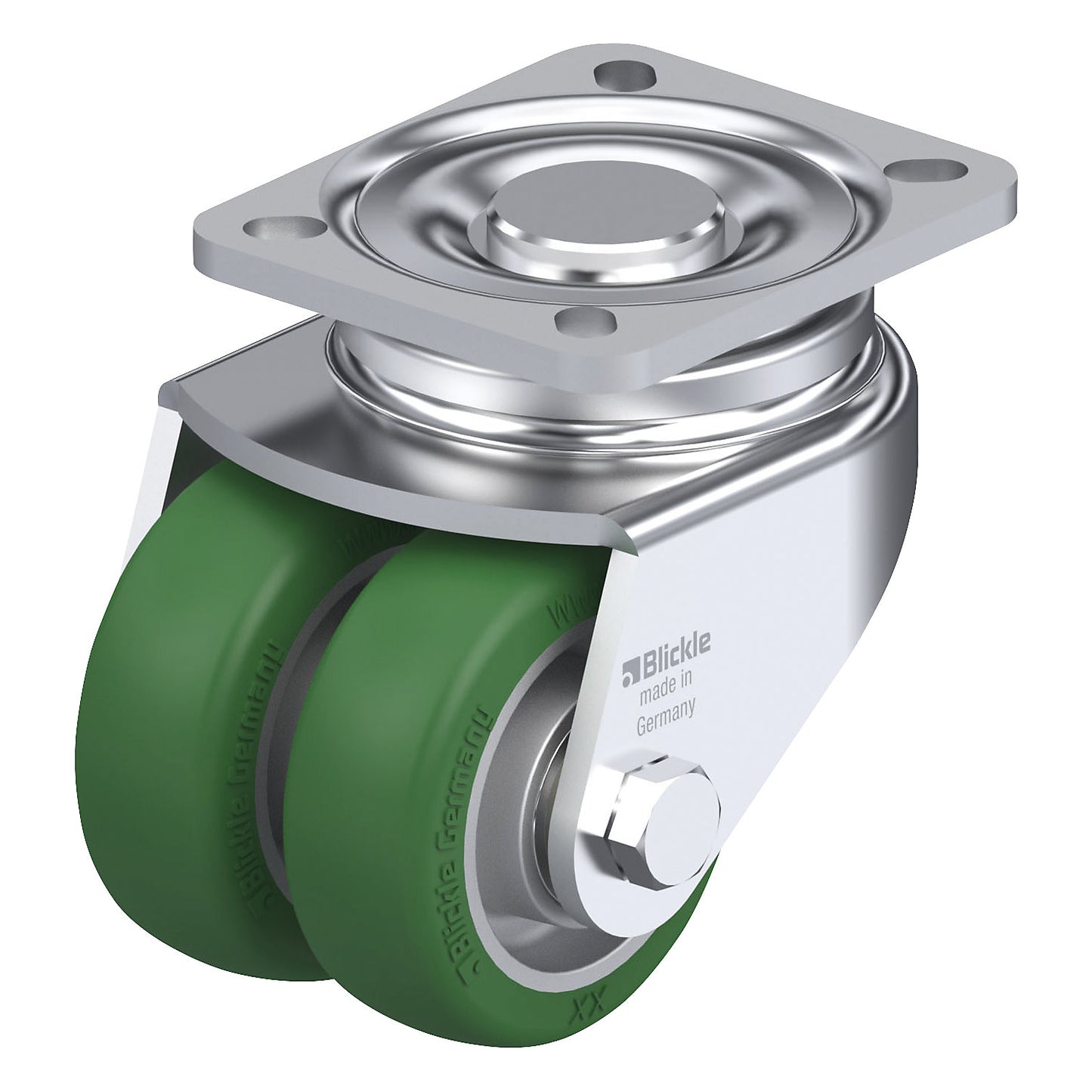 LHD-ALST 80K sheet steel double swivel castor, wheel Ø x width 80 x 30 mm, max. load 360 kg.
