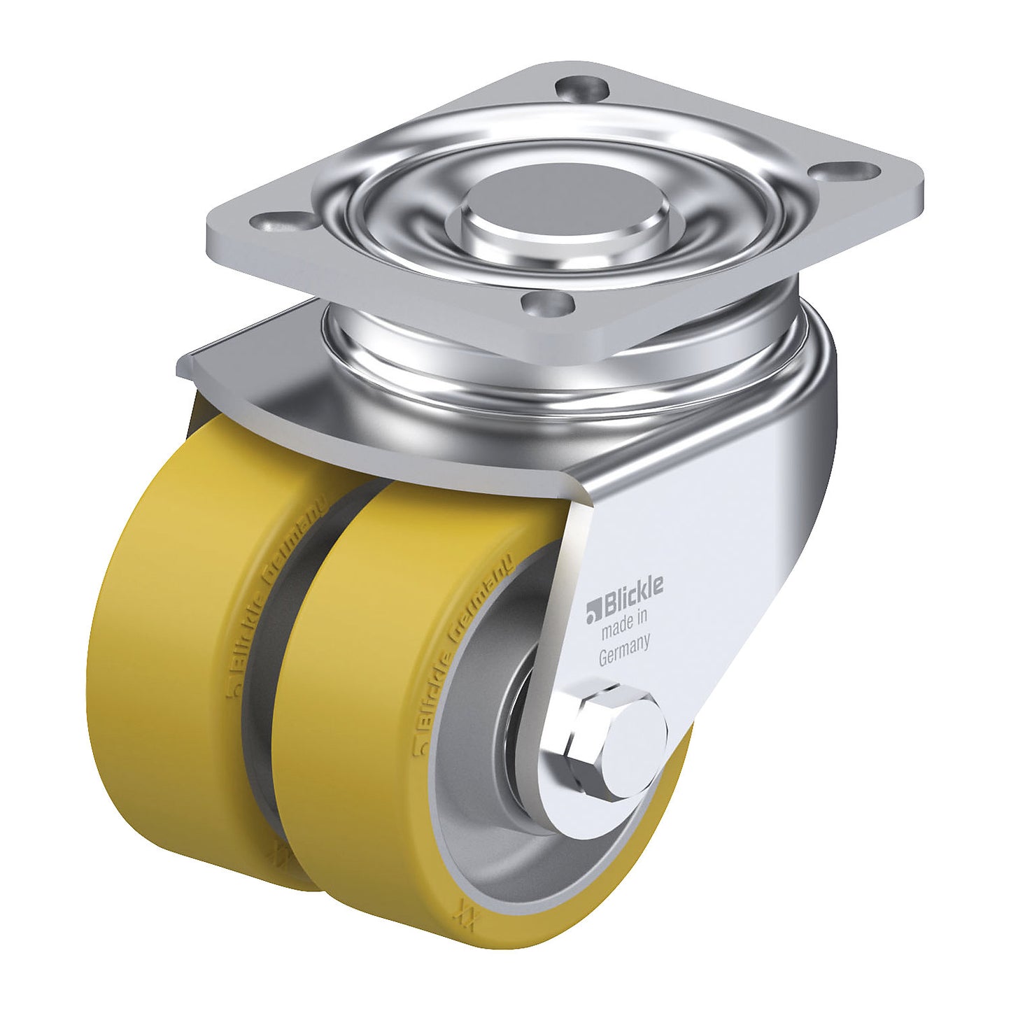 LHD-ALTH 80K sheet steel double swivel castor, wheel Ø x width 80 x 30 mm, max. load 360 kg.