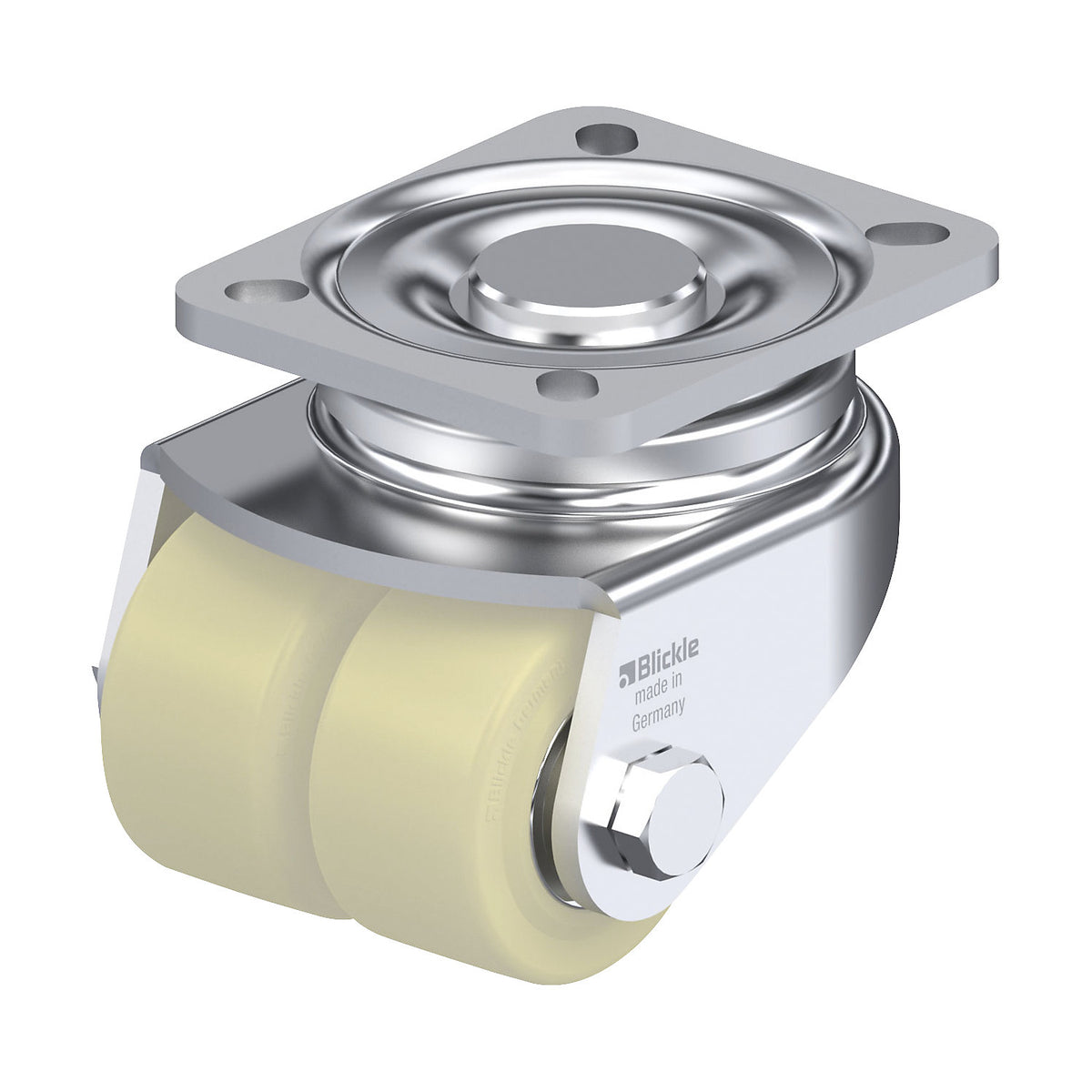 LHD-GSPO 60K sheet steel double swivel castor, wheel Ø x width 60 x 32 mm, max. load 630 kg.