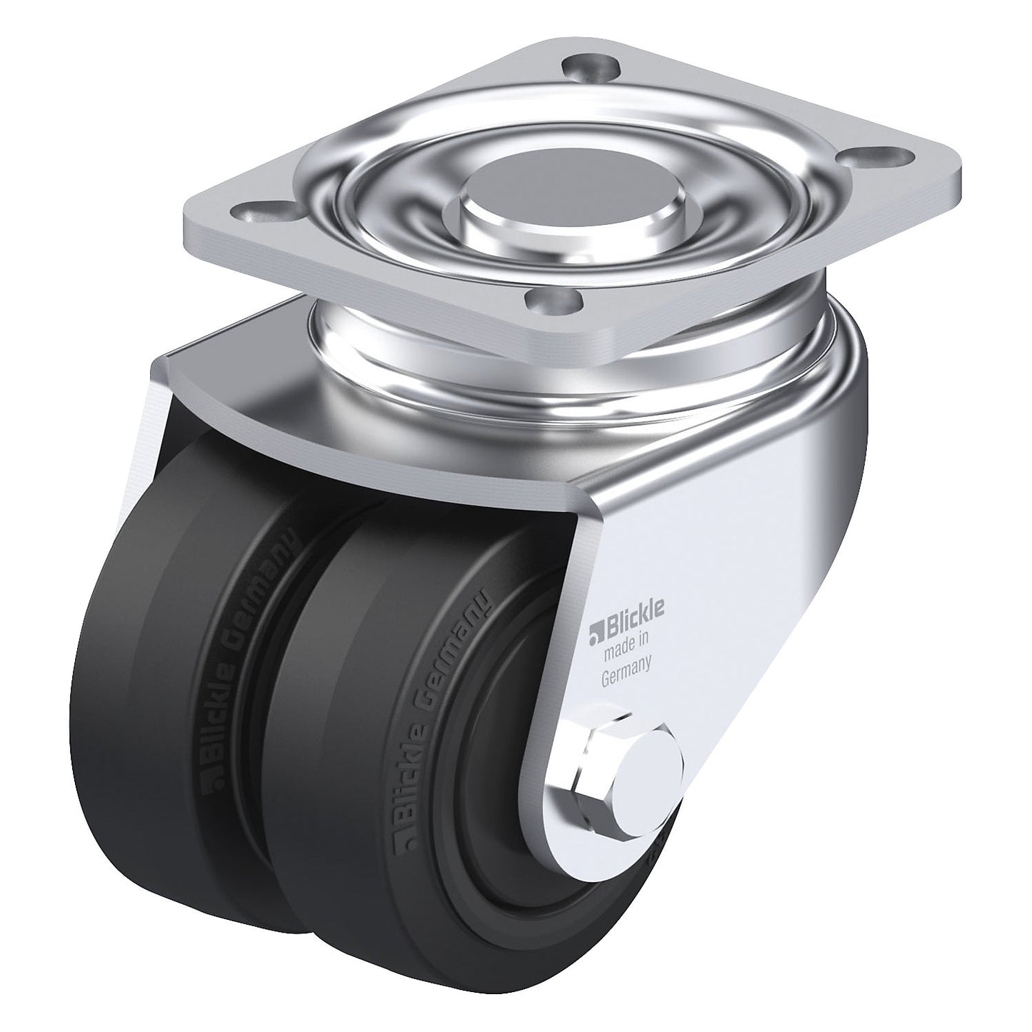 LHD-POEV sheet steel double swivel castor, wheel Ø x width 80 x 32 mm, max. load 250 kg.