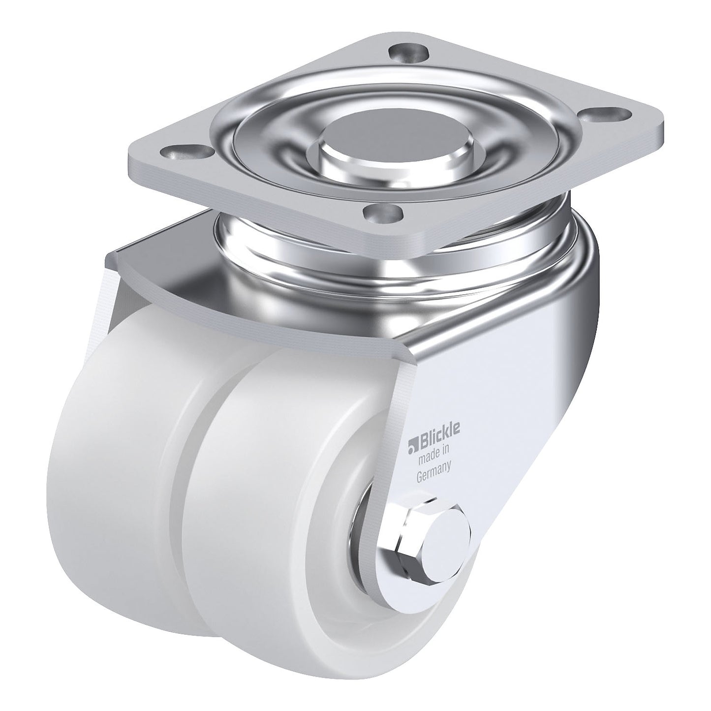 LHD-SPO 75K sheet steel double swivel castor, wheel Ø x width 75 x 32 mm, max. load 540 kg.