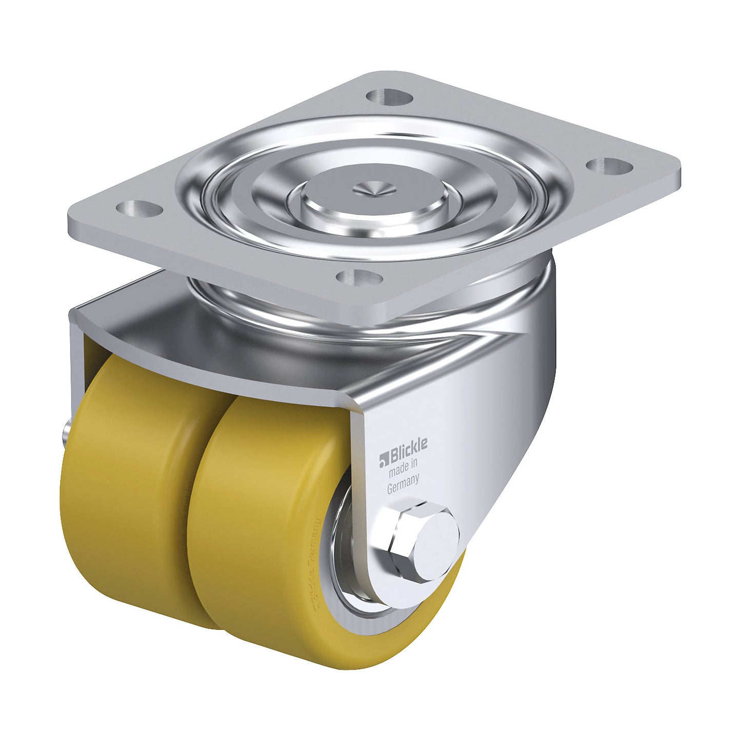 LHD-VSTH sheet steel double swivel castor, wheel Ø x width 80 x 40 mm, max. load 500 kg.