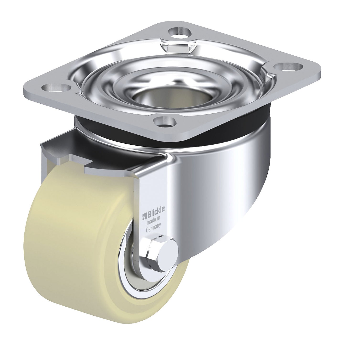 LK-GSPO 65K sheet steel swivel castor, wheel Ø x width 65 x 40 mm, max. load 350 kg.