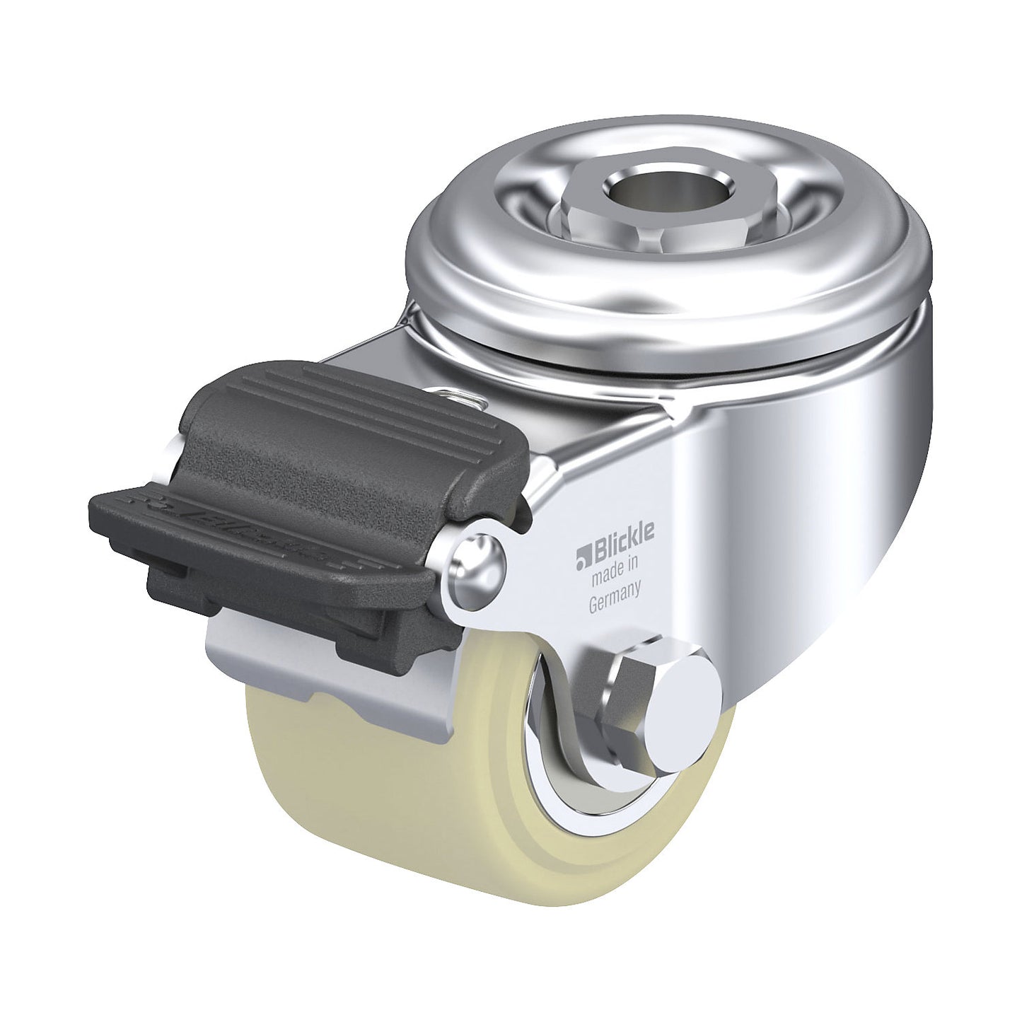 LKRA-GSPO 50K-RA light duty swivel castor, wheel Ø x width 50 x 32 mm, max. load 150 kg.