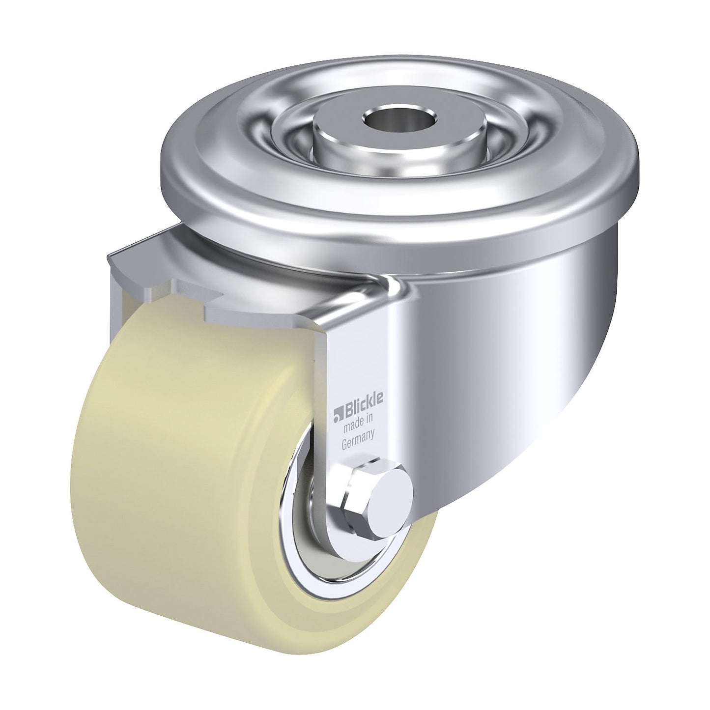 LKR-GSPO 65K sheet steel swivel castor, wheel Ø x width 65 x 40 mm, max. load 350 kg.