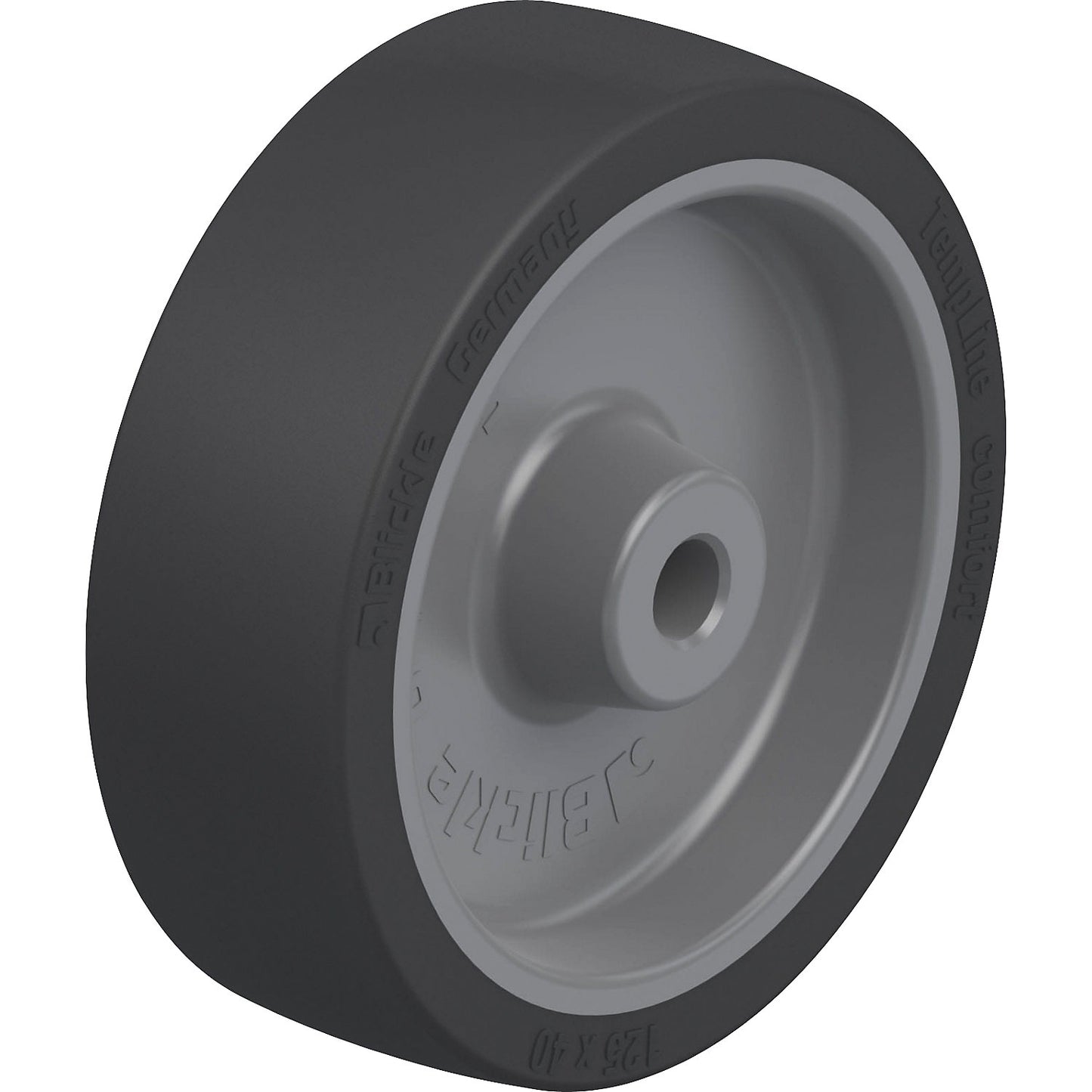 POSI wheel with silicone rubber tread, plain bearings, wheel Ø x width 125 x 40 mm.