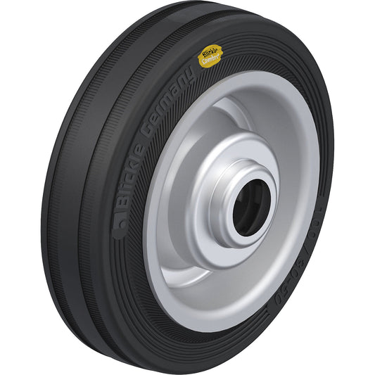 Wheel with two component solid rubber tyres, roller bearings, wheel Ø x width 100 x 30 mm.